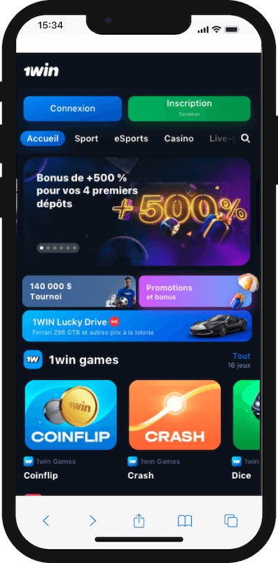 application mobile 1win